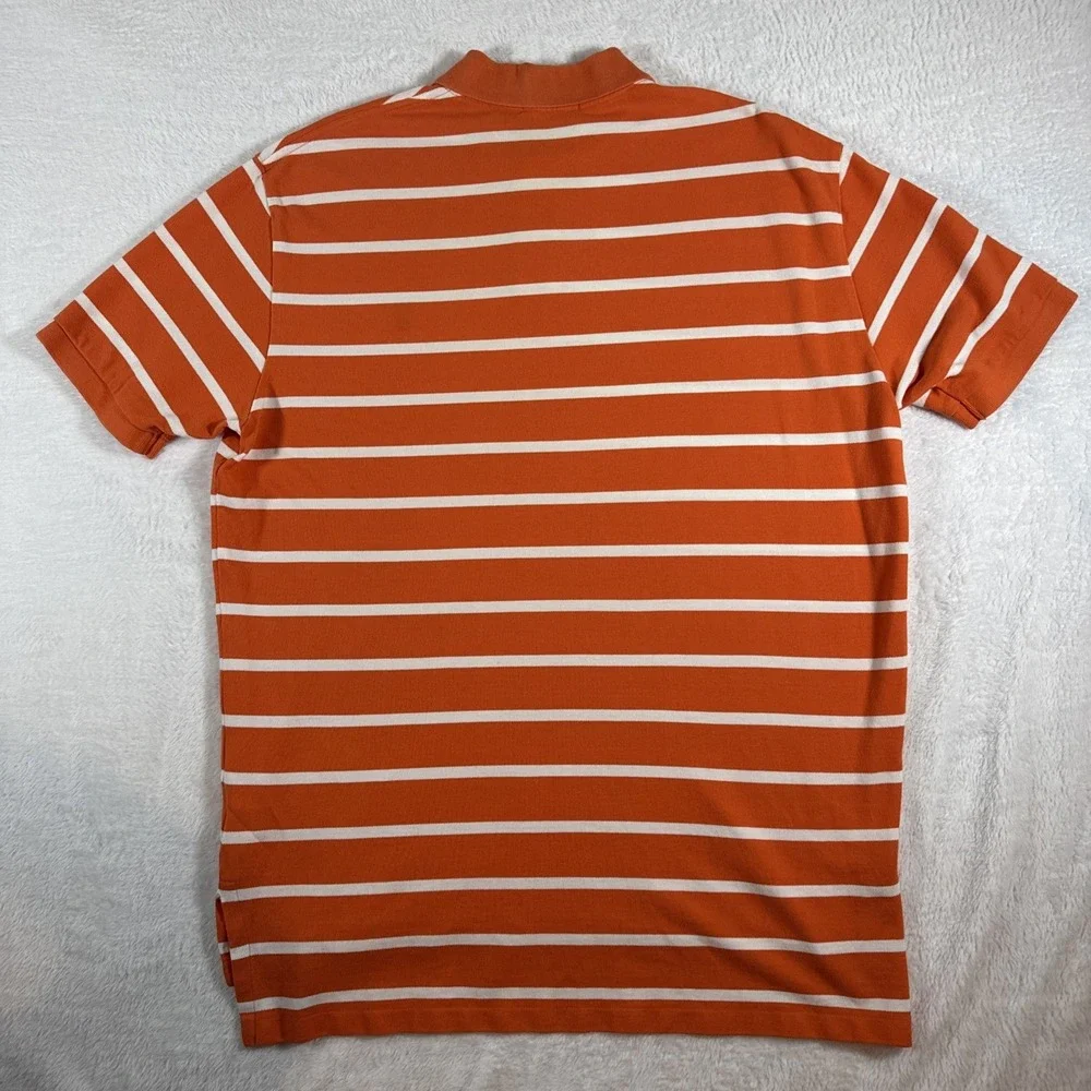 Polo Ralph Lauren Polo Shirt Men's XL‎ Orange White Striped Blue Pony